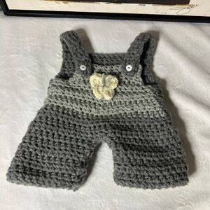 Hand Crafted grey Crochet Stuffed Animal Overalls